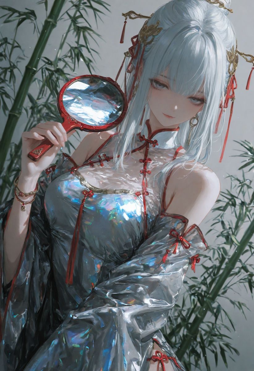 This is a pixiv picture whose title is 辰星-对镜贴花黄.