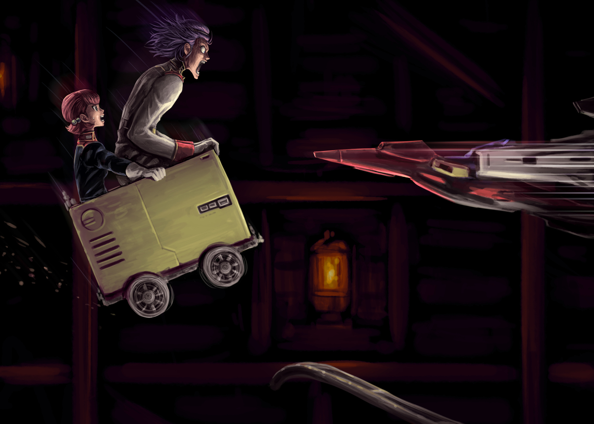 This is a pixiv picture whose title is トロッコに乗るシロッコ.