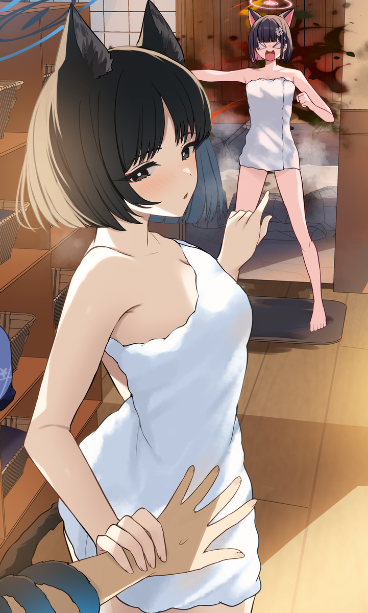 This is a pixiv picture whose title is 仕方ないから混浴してあげる♡.
