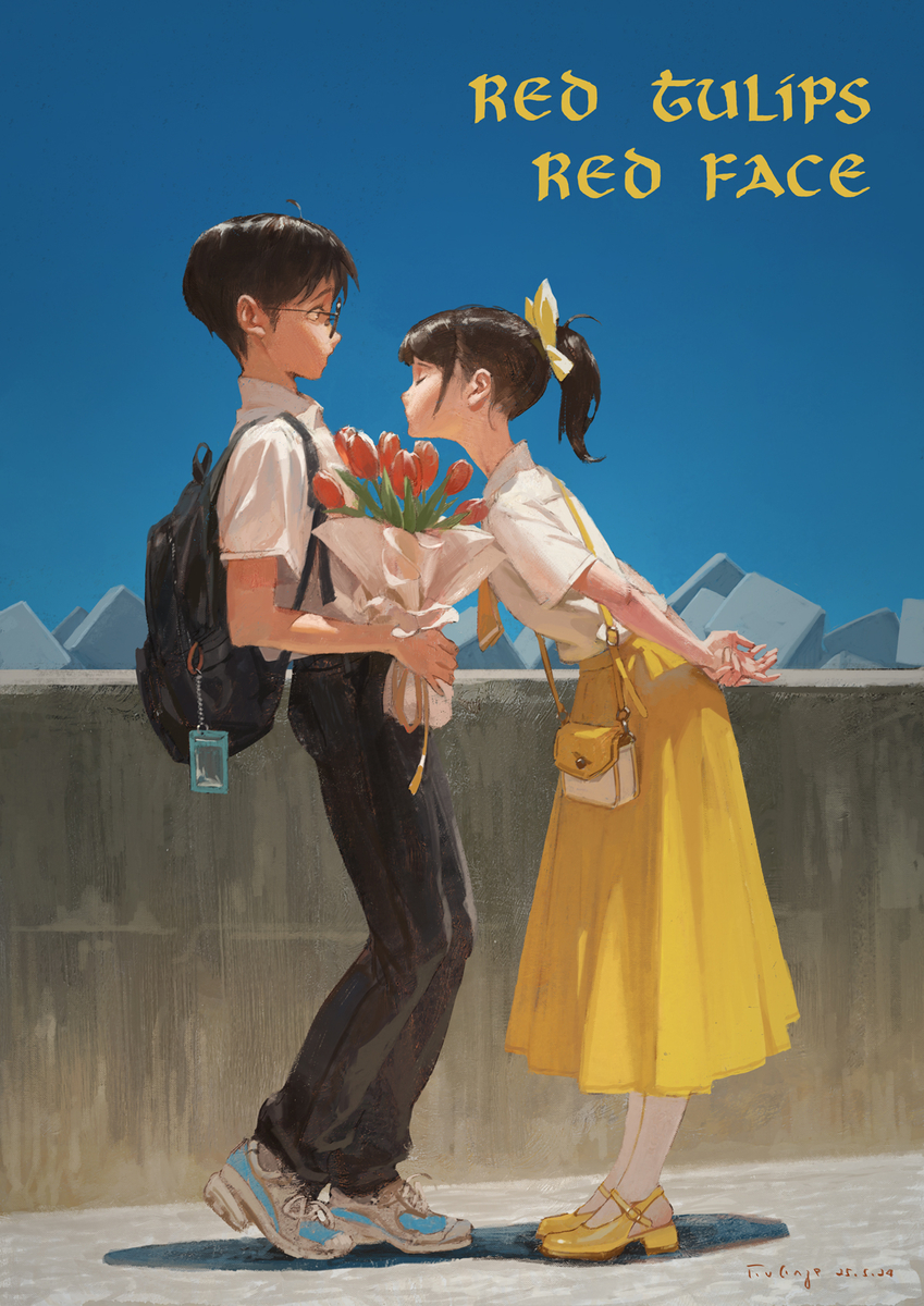 This is a pixiv picture whose title is 赤い花、赤い顔。.