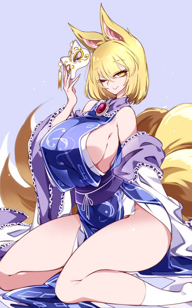 This is a pixiv picture whose title is 妖狐仮面.
