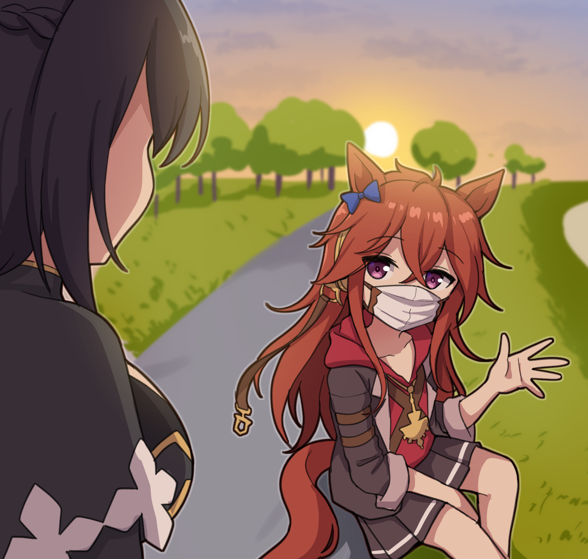 This is a pixiv picture whose title is ??:お疲れ,思ったより遅かったな.