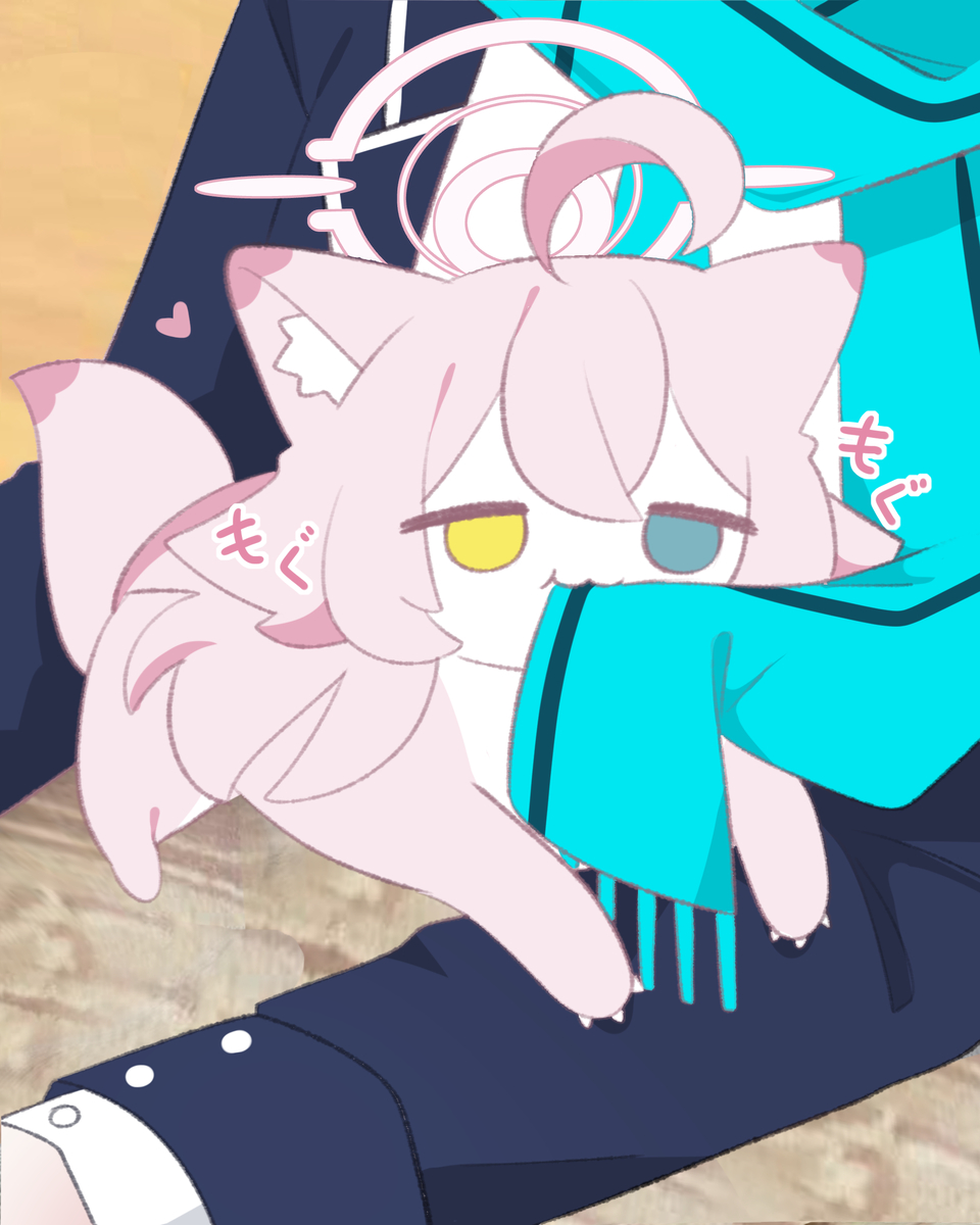 This is a pixiv picture whose title is もぐもぐ🩷ホシノイタチ !!.