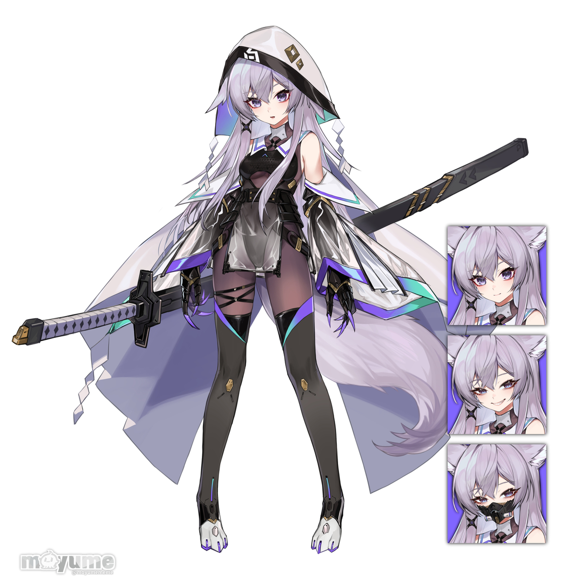 This is a pixiv picture whose title is 赛博狼.