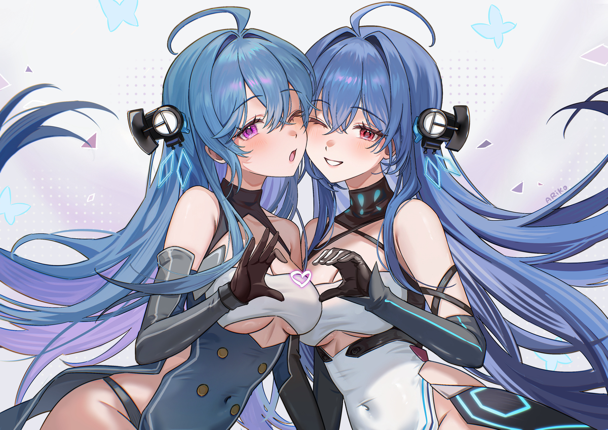 This is a pixiv picture whose title is 💙🩵💙🩵.