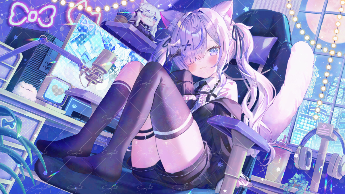 This is a pixiv picture whose title is 【お仕事】ねこもふるさんOP用イラスト.