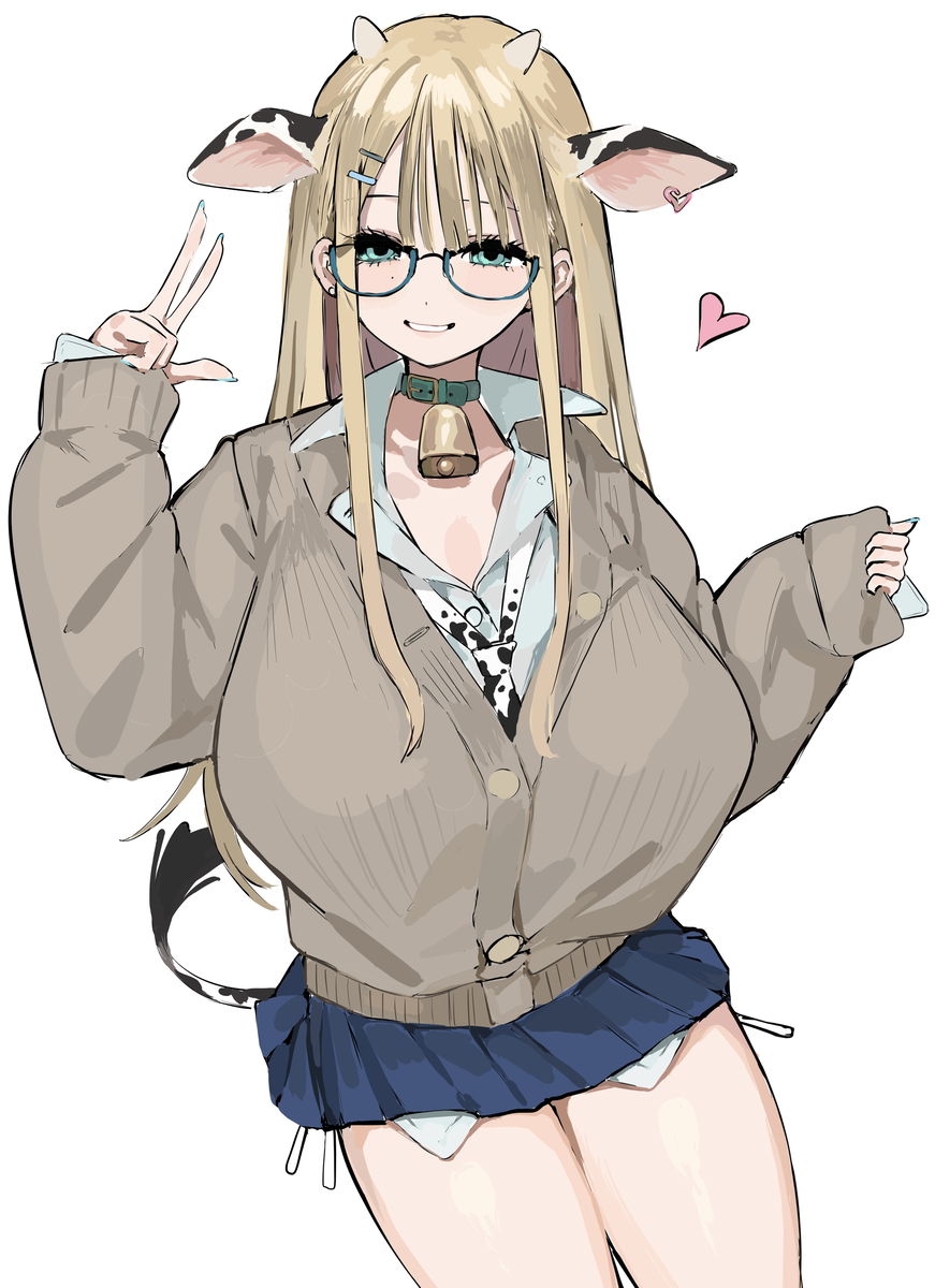 This is a pixiv picture whose title is 眼鏡ギャル牛.