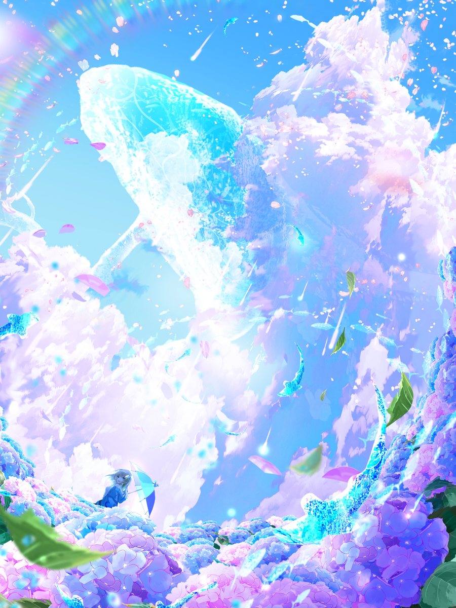 This is a pixiv picture whose title is 紫陽花と梅雨の香り.