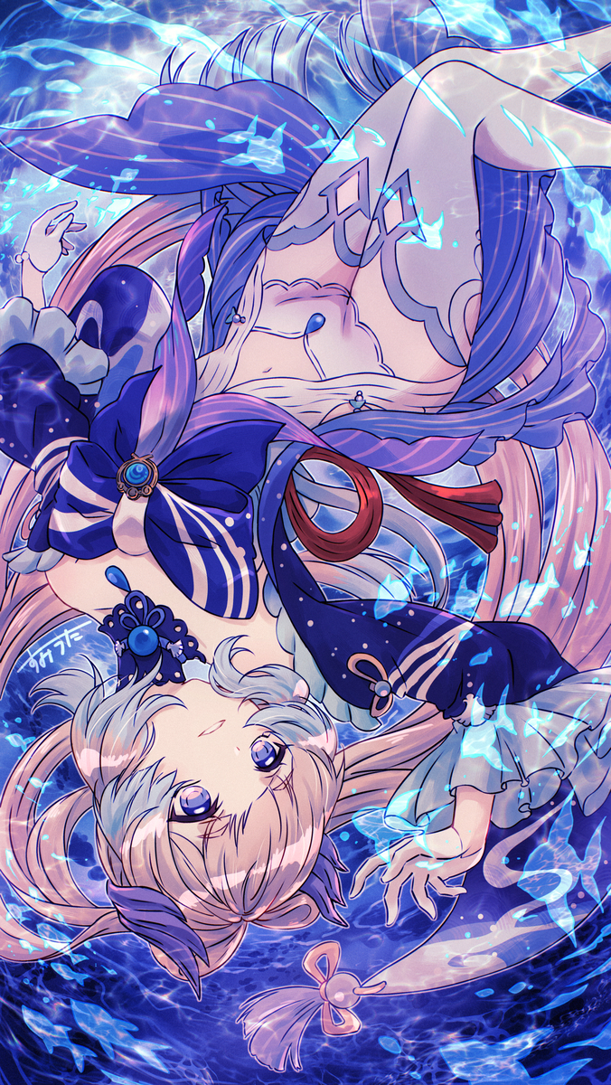This is a pixiv picture whose title is 水天遊泳.