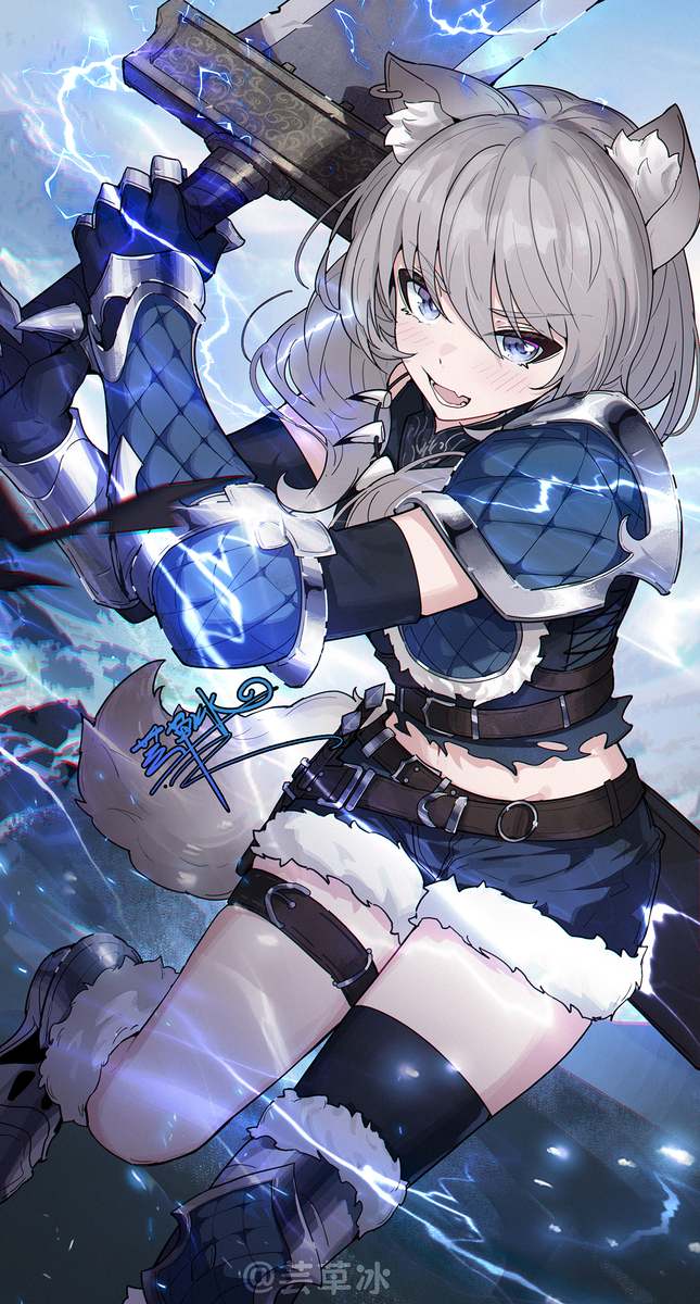 This is a pixiv picture whose title is day74 魔法剑士猫猫卡.