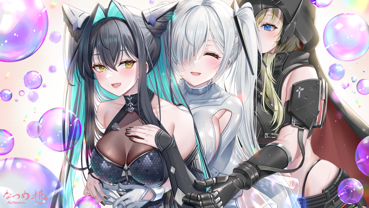 This is a pixiv picture whose title is セイレーンとシンデレラとグレイブ／NIKKE.