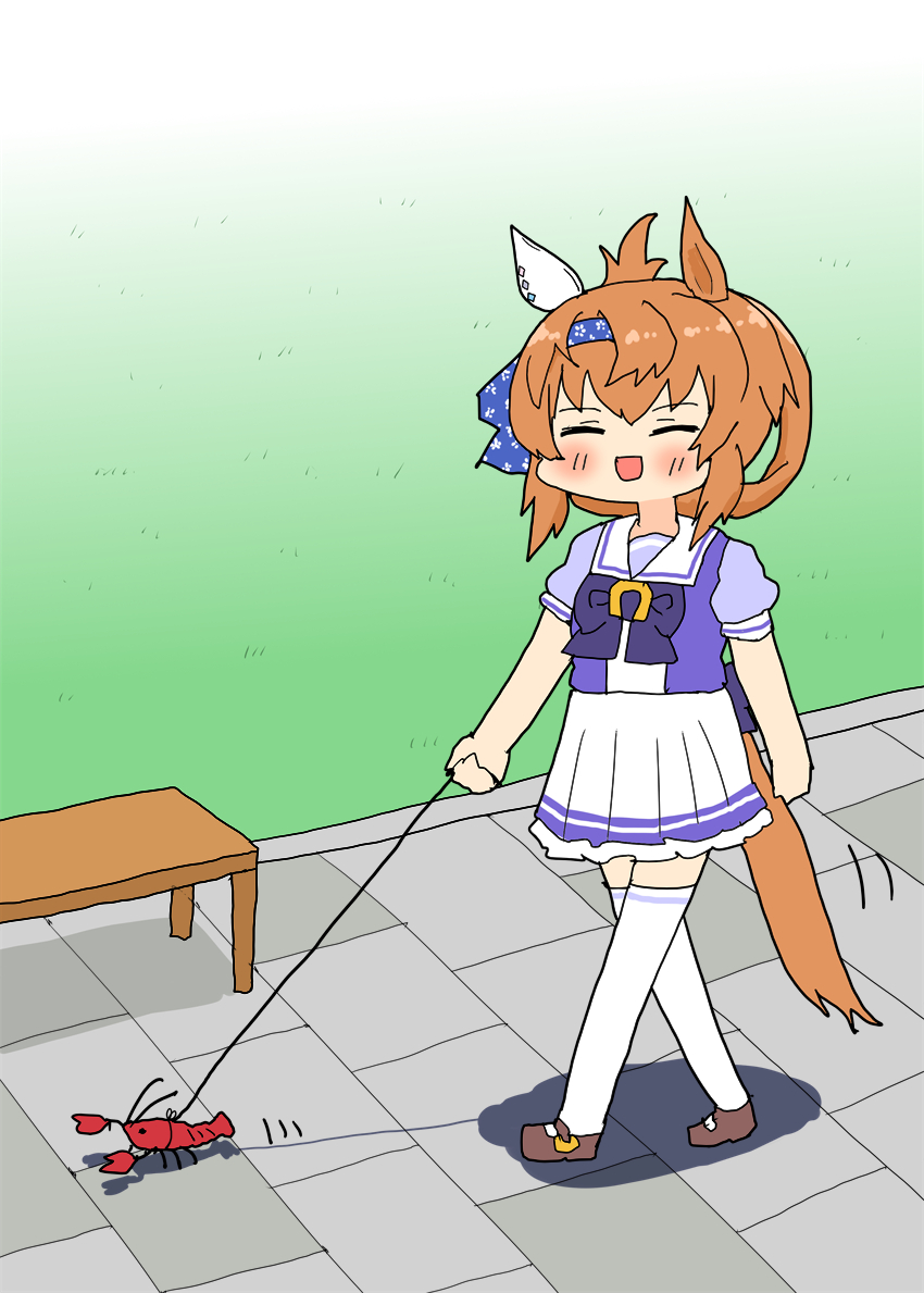 This is a pixiv picture whose title is ザリ郎とトレセン学園を散歩してるフリオちゃん.