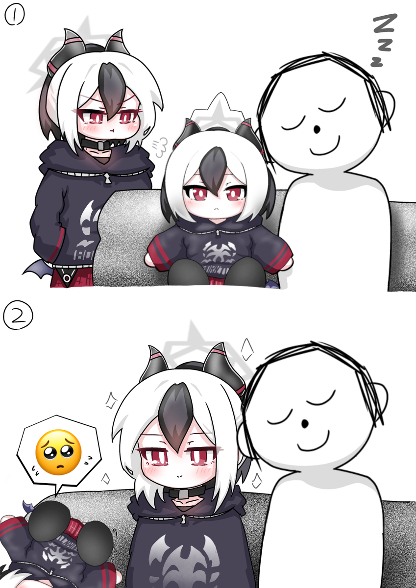 This is a pixiv picture whose title is 自分のぬいぐるみに嫉妬するカヨコ.