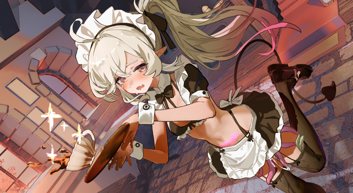 This is a pixiv picture whose title is 【约稿展示】魅魔女仆.