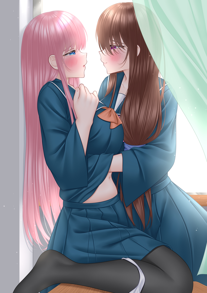 This is a pixiv picture whose title is 先輩と後輩ちゃん「可愛い過ぎるのがいけないんだからね？」.