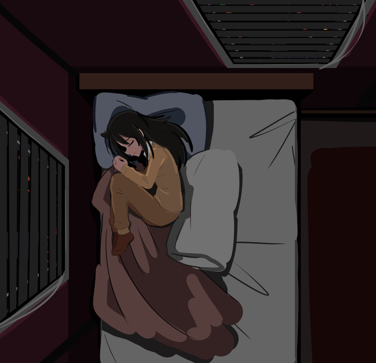 This is a pixiv picture whose title is want to sleep.