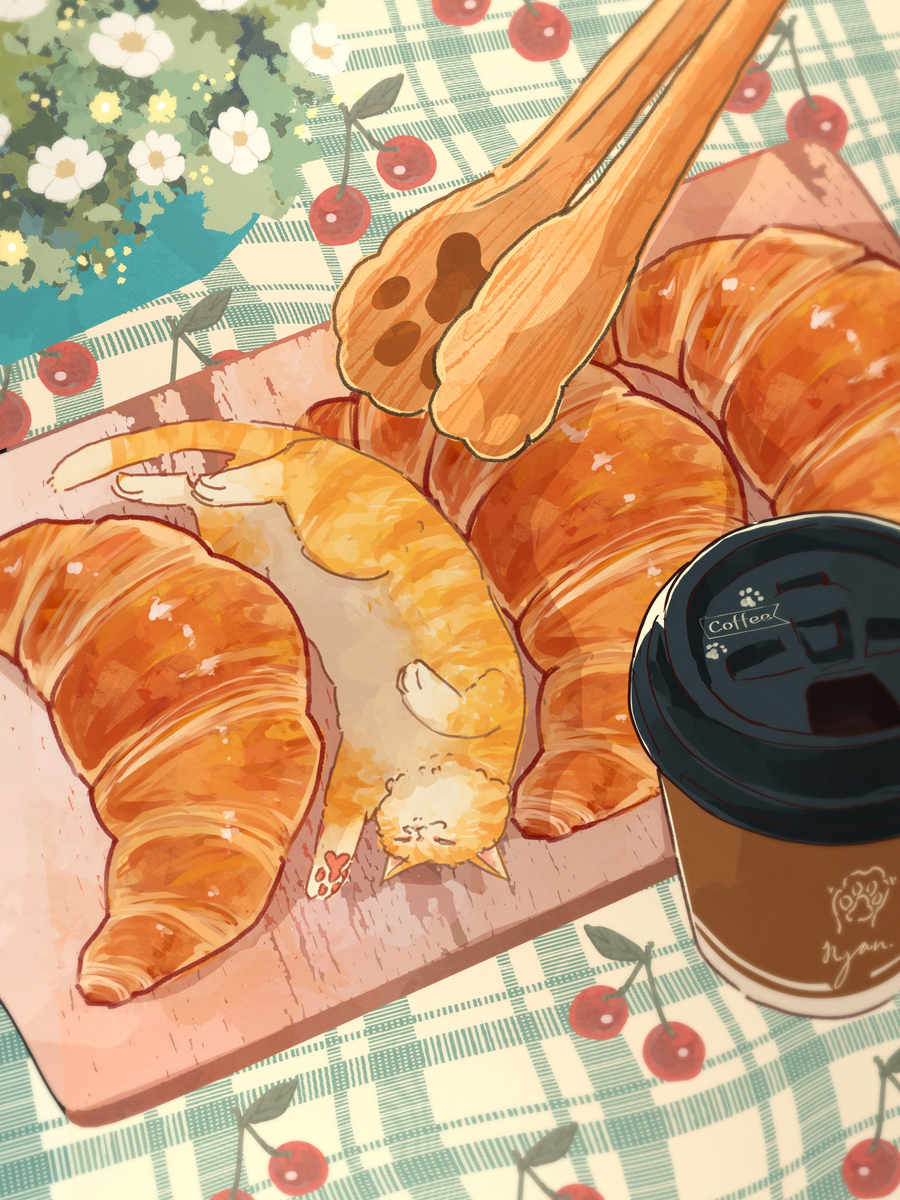 This is a pixiv picture whose title is クロワッサン🥐🐈🥐🥐.