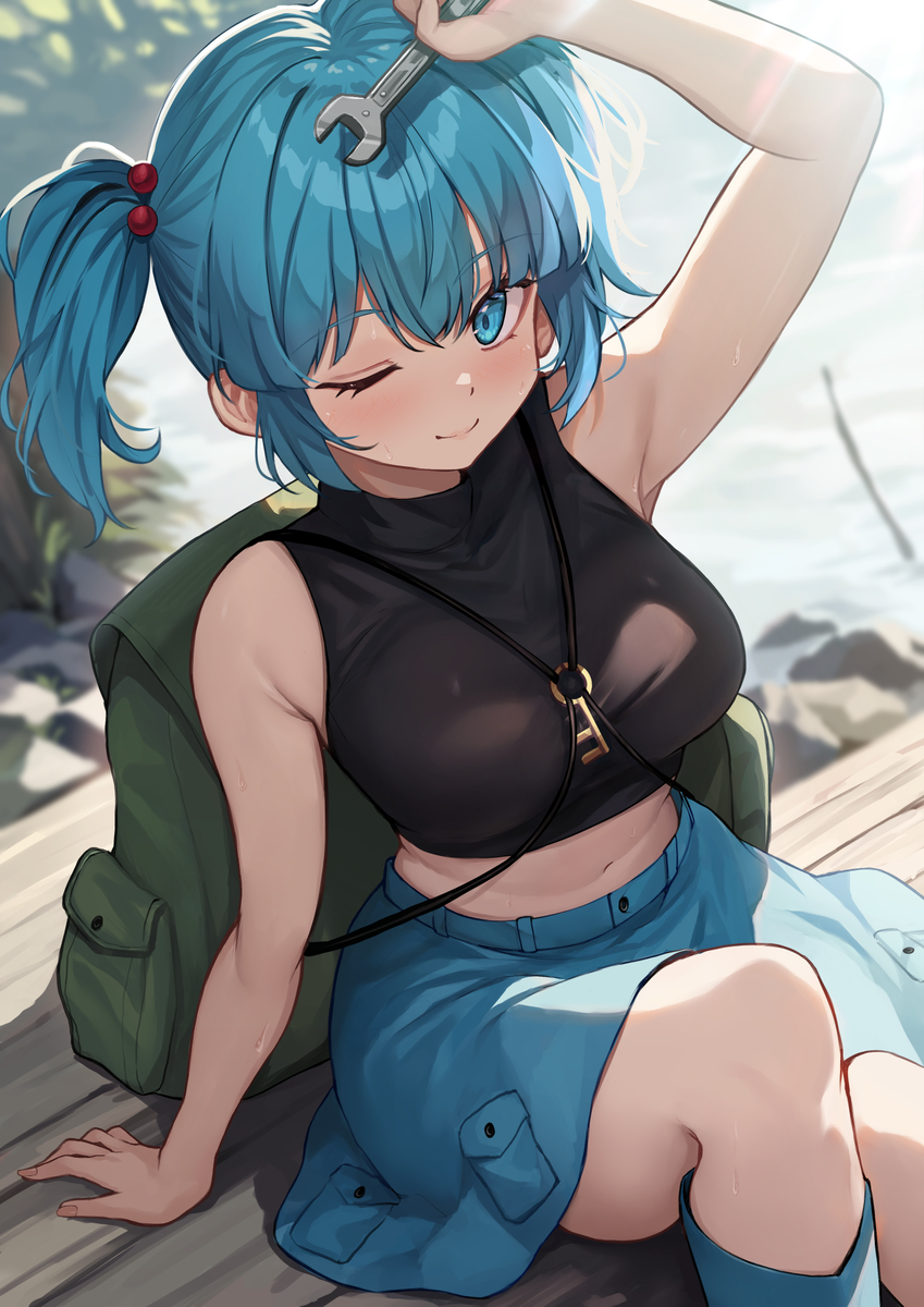 This is a pixiv picture whose title is 上着を脱いだにとりちゃん.
