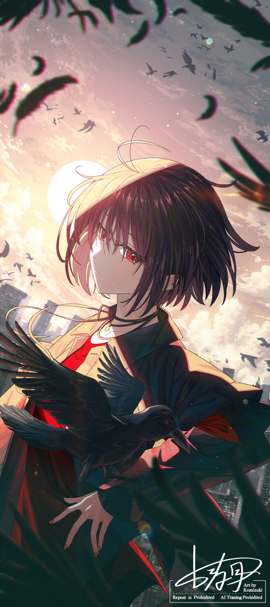 This is a pixiv picture whose title is 落陽.