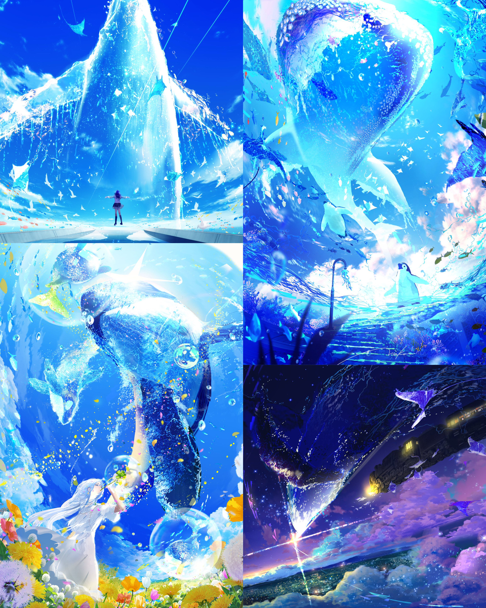 This is a pixiv picture whose title is 6月まとめ、空に青描きました.