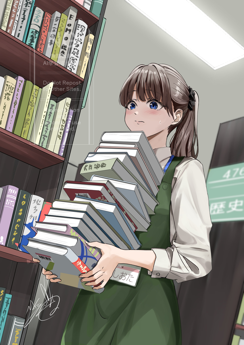 This is a pixiv picture whose title is 司書のお姉さん.