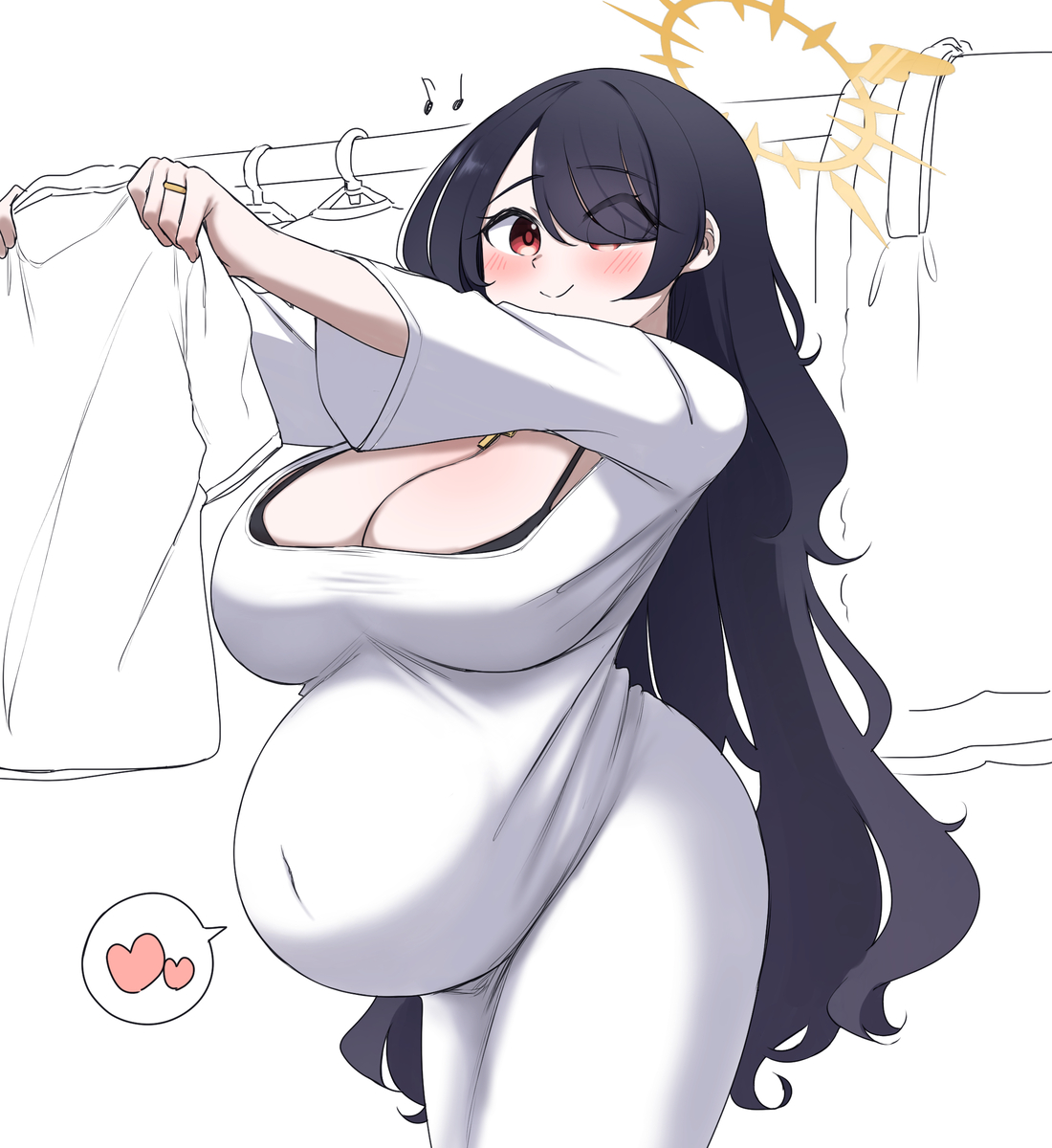 This is a pixiv picture whose title is 임산부 히나타의 가족계획.