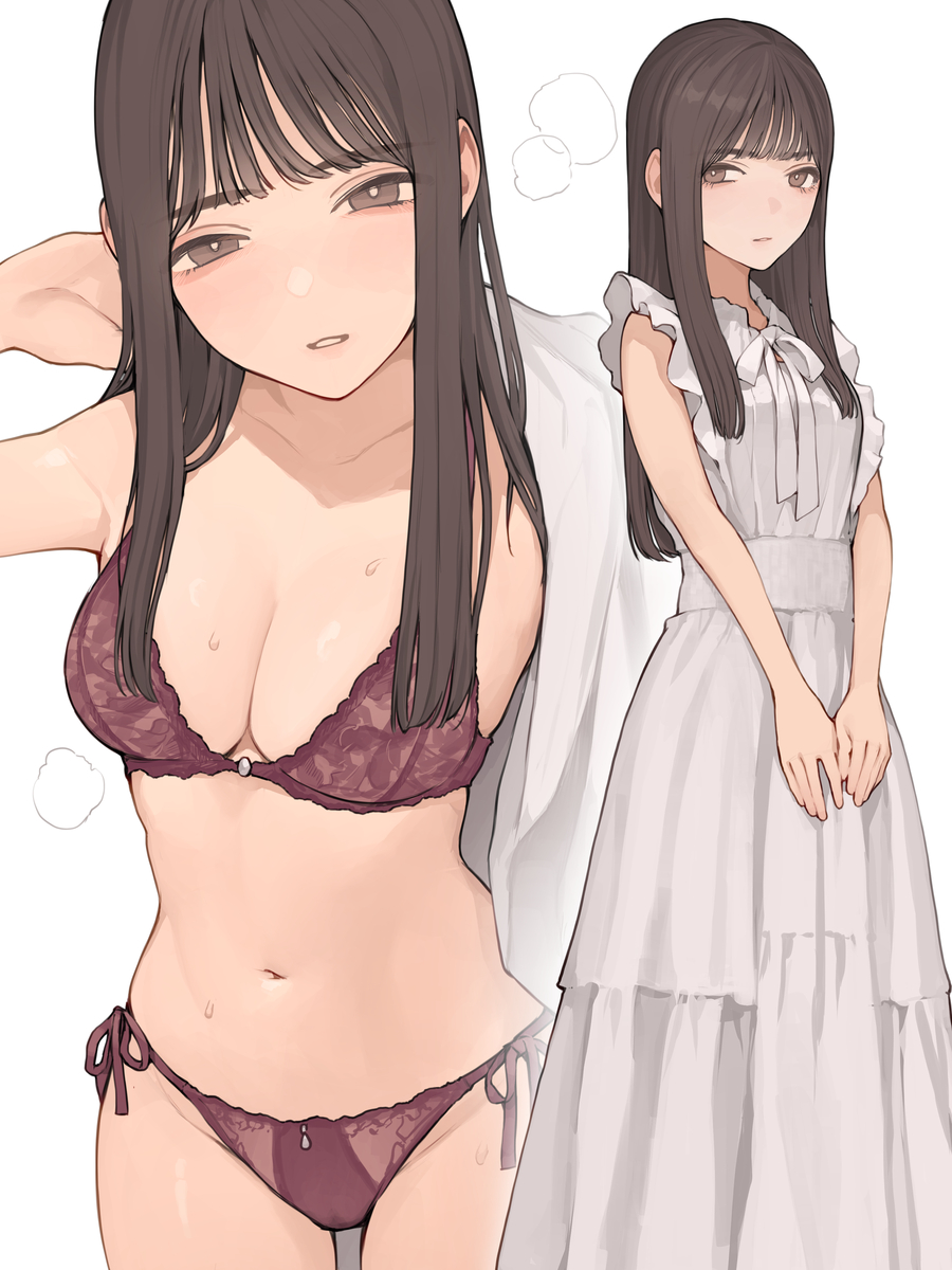 This is a pixiv picture whose title is 清楚ワンピースの下に.
