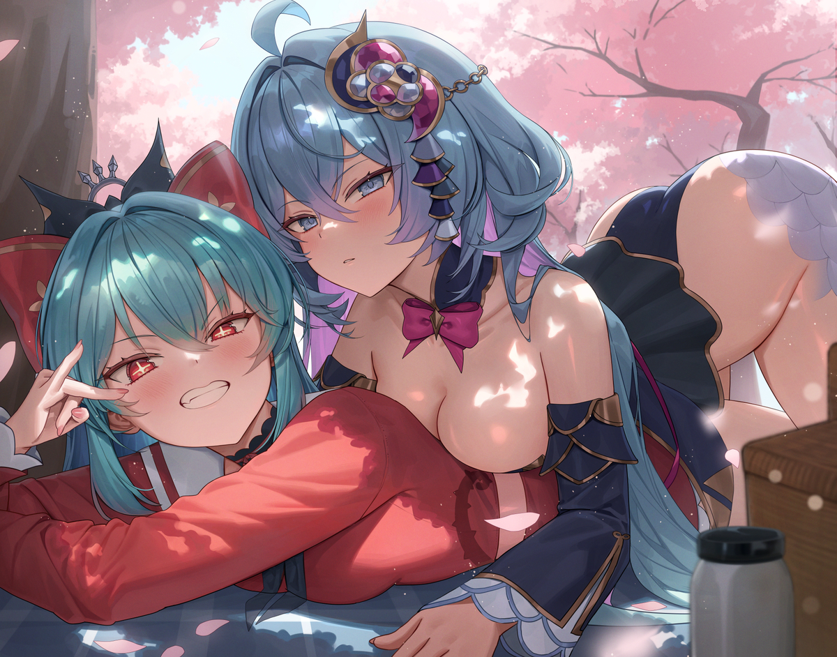 This is a pixiv picture whose title is シーラとビアンカのまったり午後のピクニック🍙.