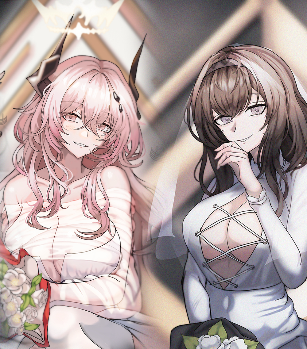 This is a pixiv picture whose title is Bride Theresa&Priestess.