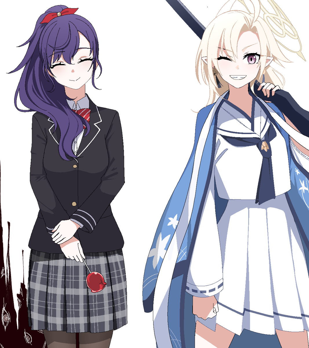 This is a pixiv picture whose title is 透き通るセカイ　朝比奈まふゆ＆七稜アヤメ.
