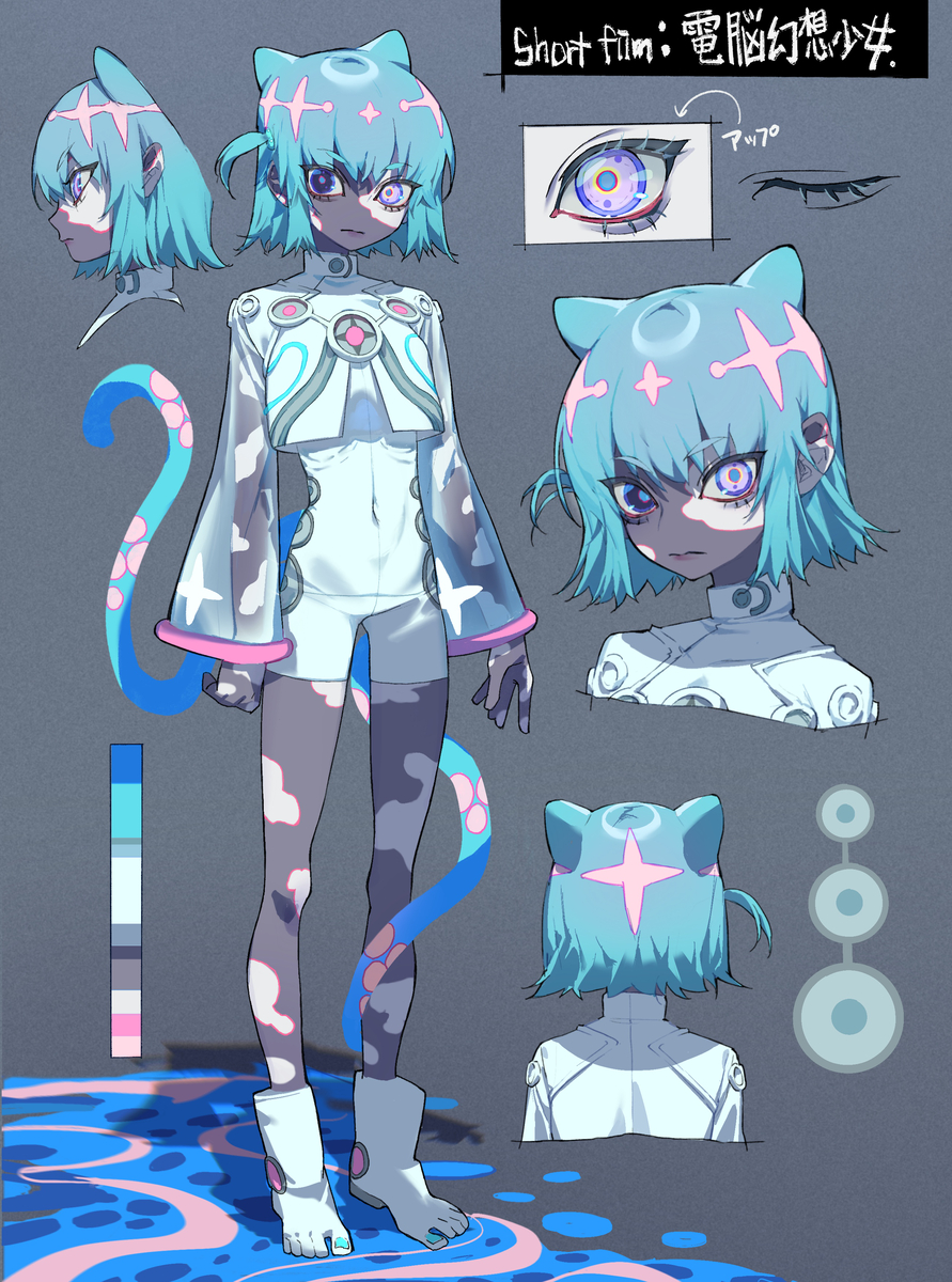 This is a pixiv picture whose title is ショートアニメのキャラデザ設定画.