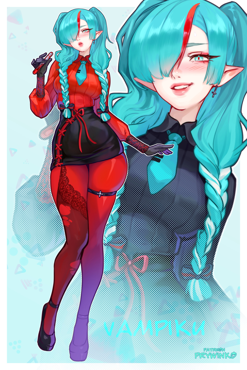 This is a pixiv picture whose title is Vampiku - Miku Vampire.