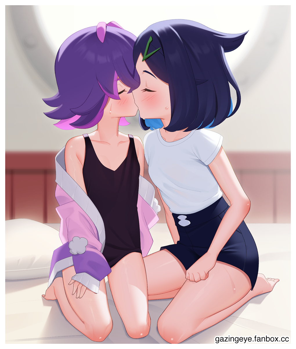 This is a pixiv picture whose title is Dot and Liko Kiss.