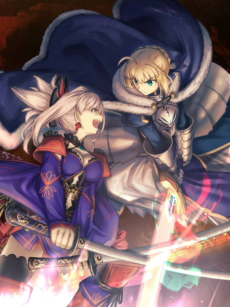 This is a pixiv picture whose title is 剣の頂点の戦い.