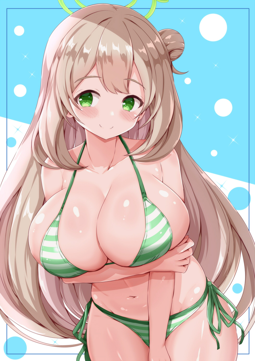 This is a pixiv picture whose title is 縞ビキニなノノミちゃん.