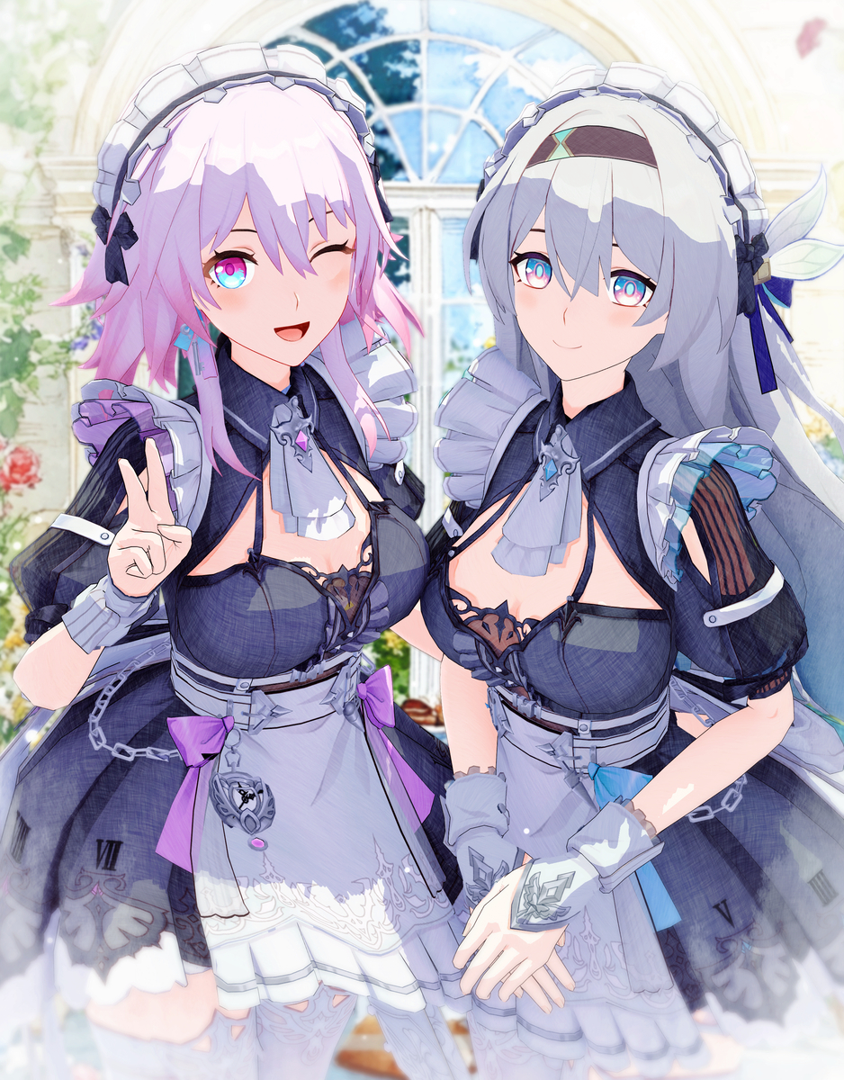 This is a pixiv picture whose title is 【崩壊スターレイル MMD】三月さん、ホタルさん.