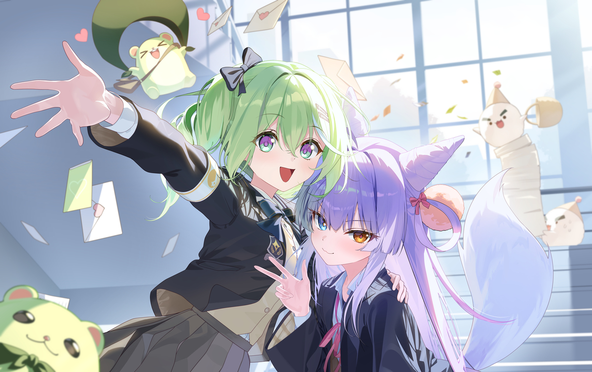 This is a pixiv picture whose title is Riko & Shibuki.