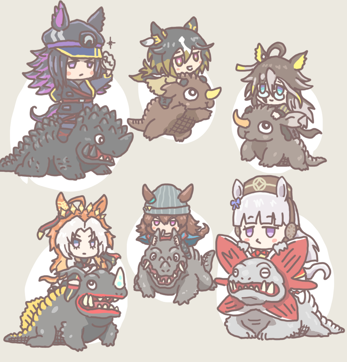 This is a pixiv picture whose title is ステゴ一族と地底怪獣一族.