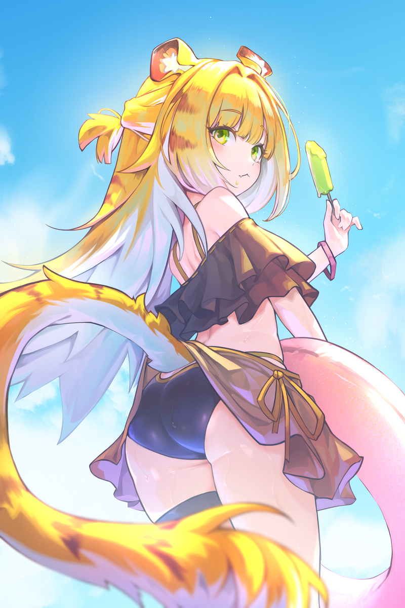 This is a pixiv picture whose title is swimsuit JU FUFU (橘福福)🍊.