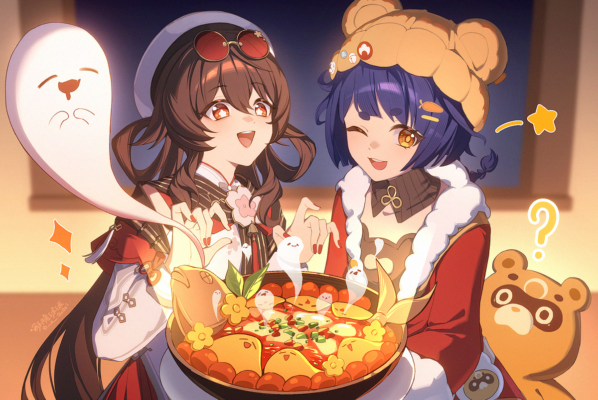 This is a pixiv picture whose title is day74-75 香菱和胡桃.