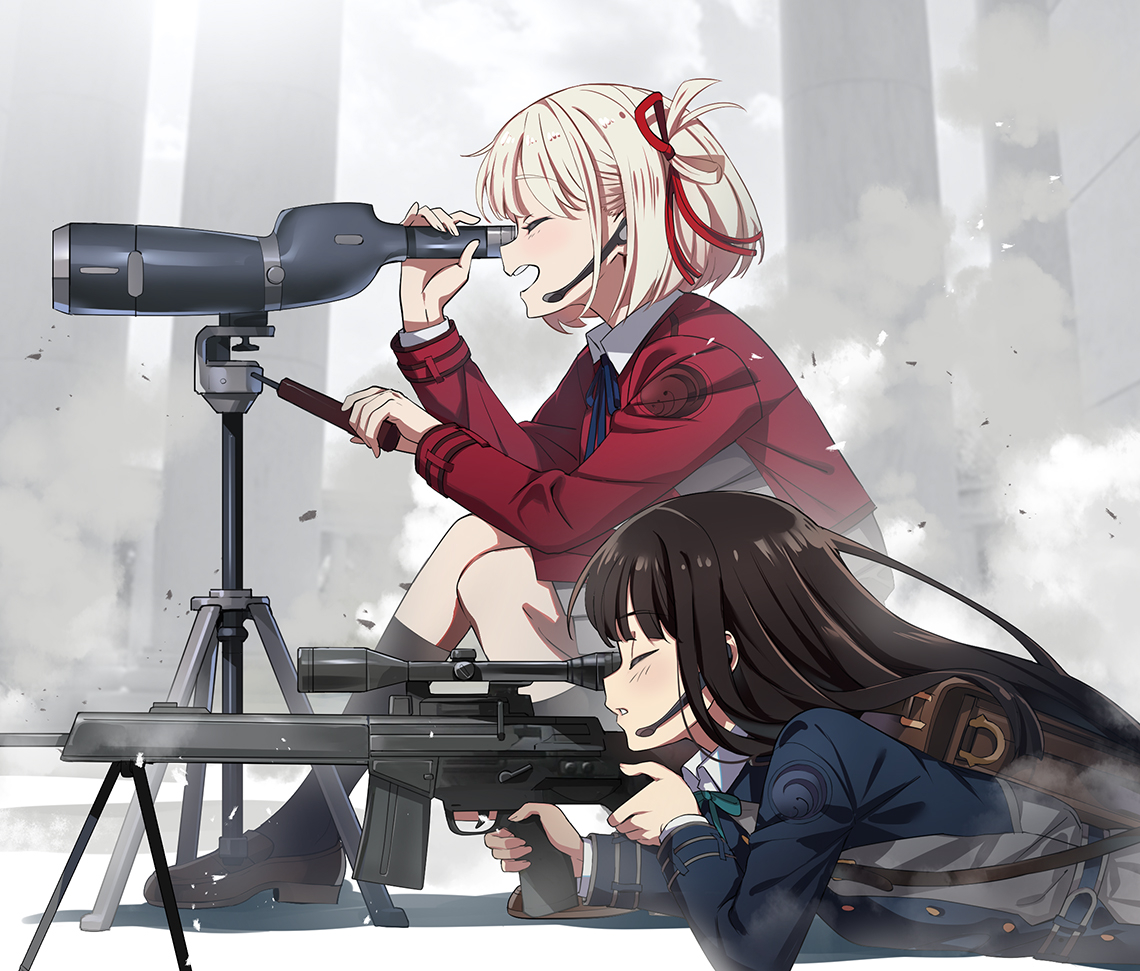 This is a pixiv picture whose title is 狙撃手と観測手.