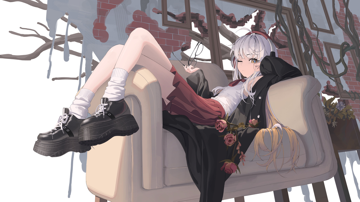 This is a pixiv picture whose title is 稿间摸.
