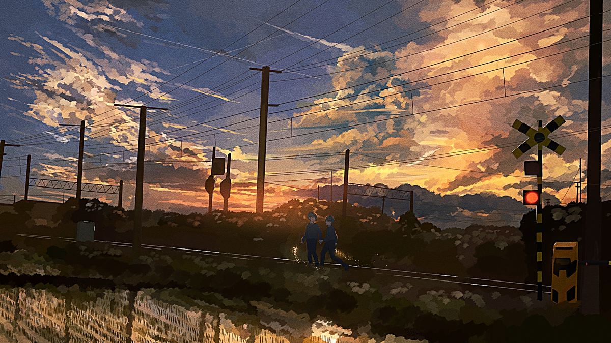 This is a pixiv picture whose title is 線路.