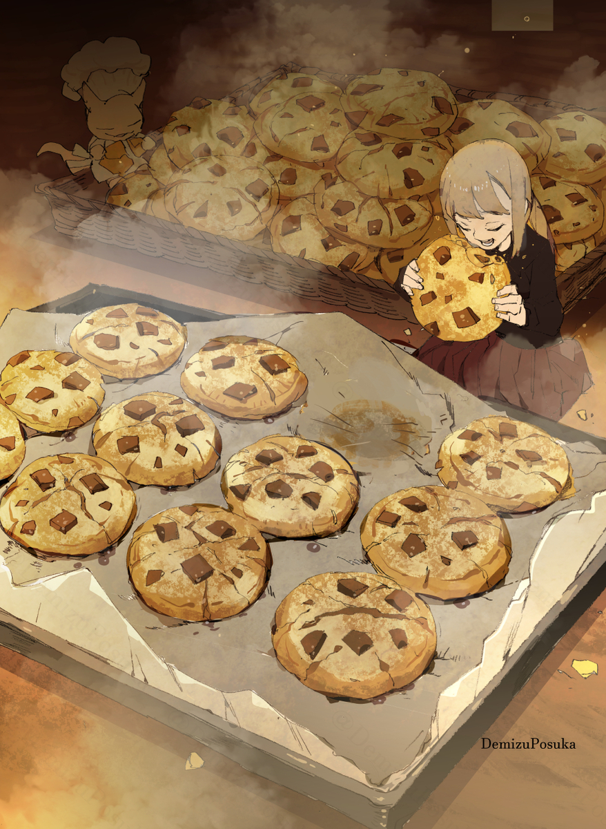 This is a pixiv picture whose title is まだ熱い…！オーブンのクッキー.