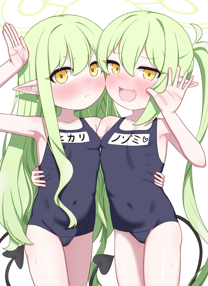 This is a pixiv picture whose title is スク水.