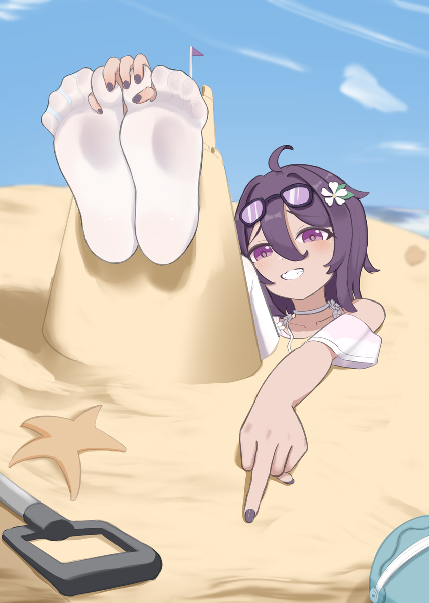 This is a pixiv picture whose title is 荼蘼花茶的沙滩游戏.