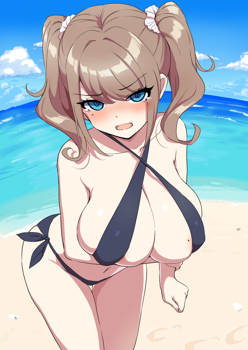 This is a pixiv picture whose title is エッチな水着を水着を着させられるツインテちゃん.