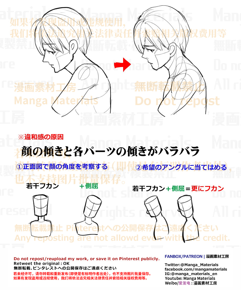 This is a pixiv picture whose title is 個人メモ：真横アングルを描く時の注意点.