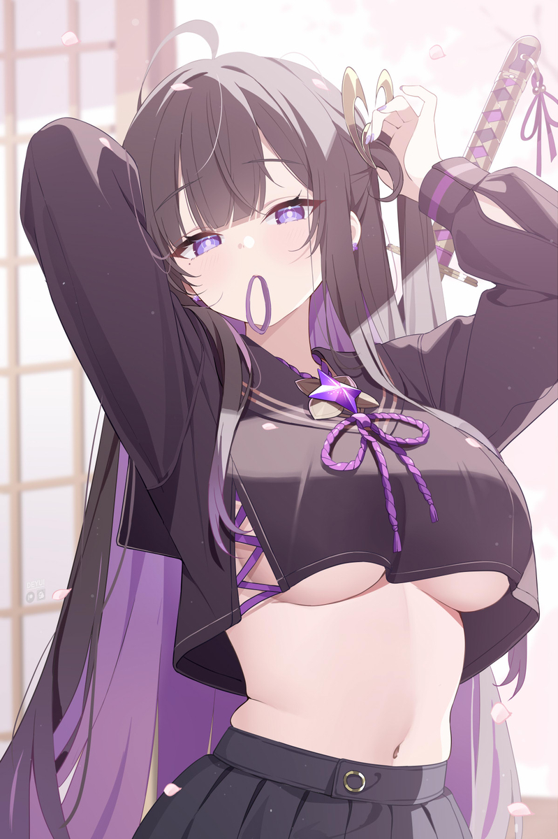This is a pixiv picture whose title is Chitose Underboob.