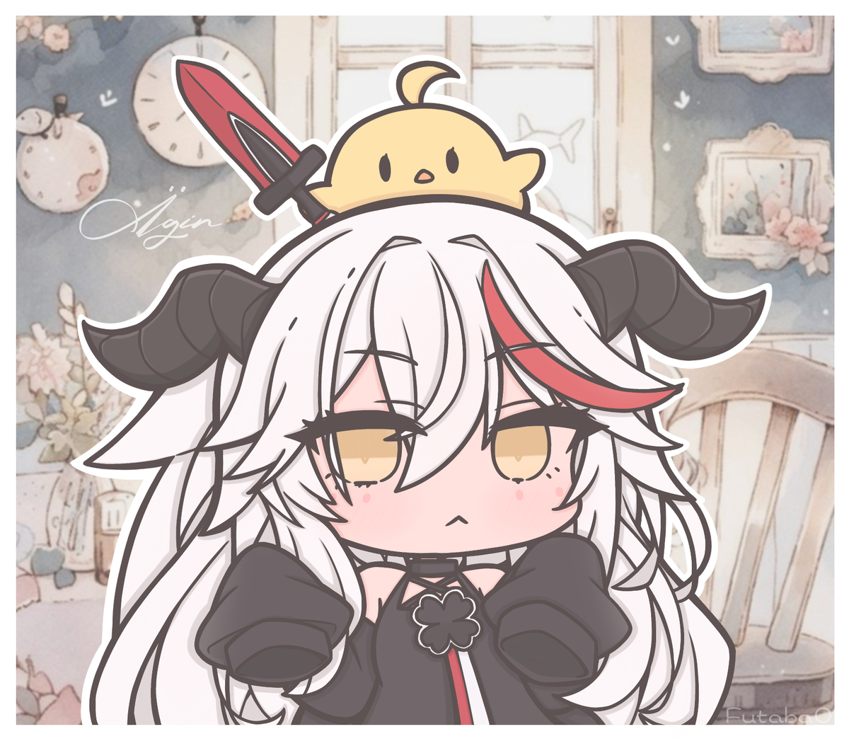 This is a pixiv picture whose title is （/・U・）.